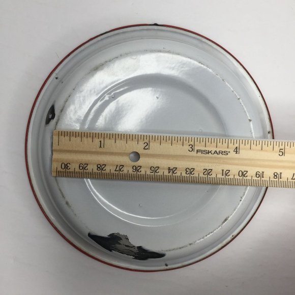 Vintage Set of 3 White Enamelware Bowls Red Kitchen Home Decor Decoration - Picture 15 of 16